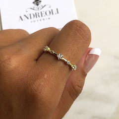 anillo con cubics estrella plata gold (cod an160) - comprar online