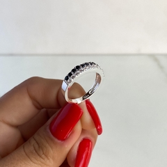 anillo medio sin fin con doble hilera de cubics (cod an369) - tienda online