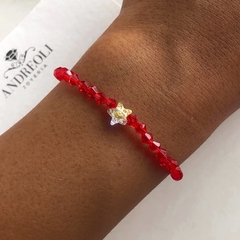 pulsera cristales rojos y centro estrella Cristales de Austria (Sw)(cod p044)