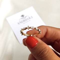 Anillo medio sin fin con cubics tipo Pandora de Plata Gold (cod an116) en internet