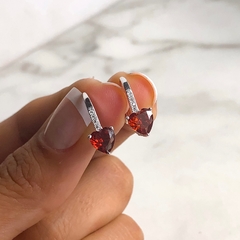 aros brizura cubic corazon rojo y blancos (cod ar340) - comprar online