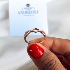 Anillo con cubics engarzados de plata rose tipo pandora - ANDREOLI JOYERIA 