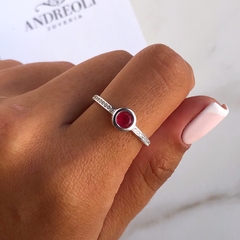 Anillo cubic rosa medio sin fin (cod an305)