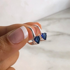 aros brizura con cubic corazon azul y blancos (cod ar339) en internet