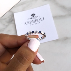 anillo sin fin con cubics azul y blanco (cod an138) - ANDREOLI JOYERIA 