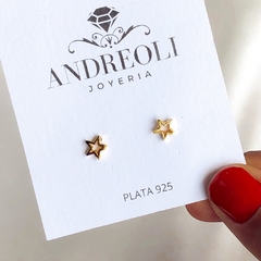 Aros Estrella calados Plata Gold (cod ar144)