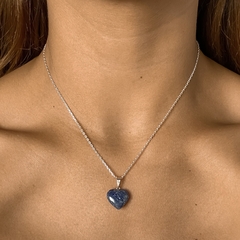 conjunto con dije corazon de lapislazuli