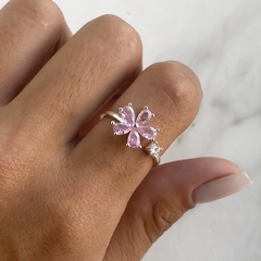 anillo flor y cubic rosas regulable (cod an488)