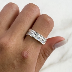 Anillo medio sin fin doble con cubics baguette (Cod an729)