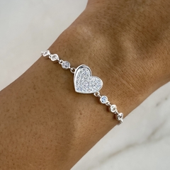 pulsera centro corazon con cubics (Cod p297)