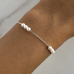 pulsera con perlas de acero blanco (cod p193) - comprar online