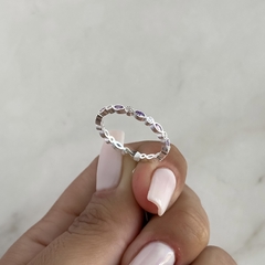 anillo sin fin diseño cubics lila y blancos (Cod an832) - tienda online