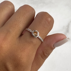 anillo medio sin fin centro cubic naranja (cod an531)