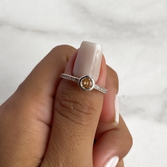 anillo medio sin fin centro cubic naranja (cod an531) - comprar online