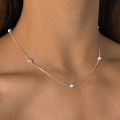 cadena con bolitas facetadas de acero blanco (cod c415) - comprar online