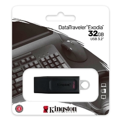 PEN DRIVE DATATRAVELER EXODIA 32GB KINGSTON COM CONEXAO USB 3.2, PRETO/BRANCO - DTX/32GB - comprar online