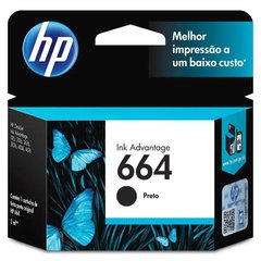 KIT COM DOIS CARTUCHO 664 PRETO E UM COLORIDO ORIGINAL HP - comprar online