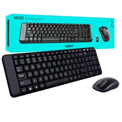 Kit wireless Combo Teclado e Mouse sem fio Logitech MK220 com Design Compacto, Conexão USB, Pilhas Inclusas e Layout ABN