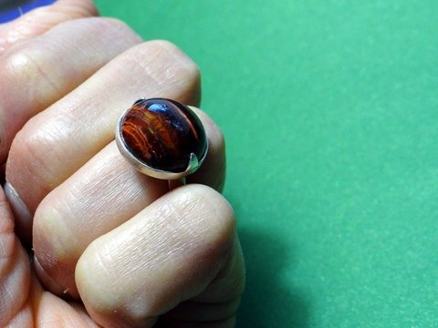 A007 Anel de Prata e Olho de Boi Cabochão