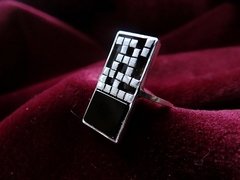 A244 Anel de Prata e Ônix Tetris - comprar online