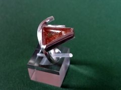 A322 Anel de Prata e Quartzo Rutilado Triangular Artesanal - comprar online