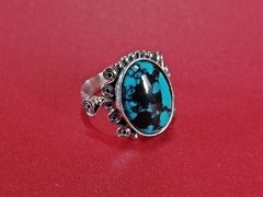 A332 Anel em Prata e Howlite Azul e Preto - loja online