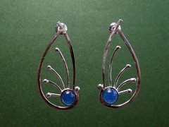 B291 Brinco de Prata e Ágata Azul Miró - comprar online