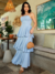 Vestido Longo Babados em Camadas Ombro Ombro Tiffany - 011AA - comprar online