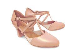 Zapatos de baile con suela de cromo - LYON taco ancho (nude)