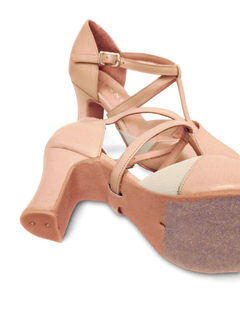 Zapatos de baile con suela de cromo - LYON taco ancho (nude) en internet