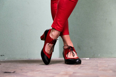 Zapatos de baile semillado - Sevilla (negro y rojo) - comprar online