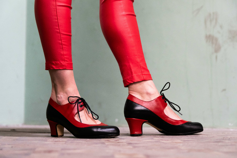 Zapatos de baile Sevilla semillado negro y rojo