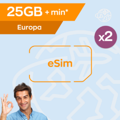 25GB y minutos / x2 eSIMs España y Europa *