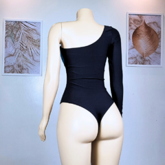 BODY REDUTOR DE MEDIDAS MOOAH MULA MANCA PRETO BUSTO FOLHAS - Moda Redutora Mooah