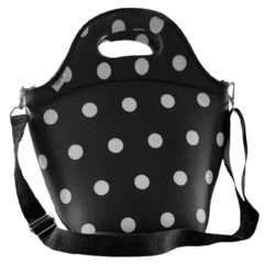 Lunchera Térmica de Neoprene Lunares Blancos