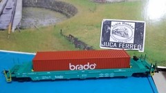 i872 - Vagao Brado Double Stack c/ container brado number PRT-064952-0 Frateschi - Ref. 2112 - Produto novo