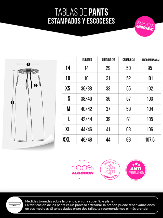 Que numero de talla es xl en pantalon sale