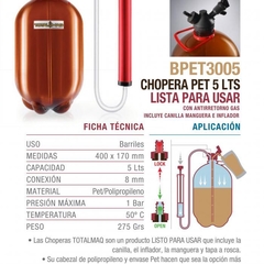 Chopera PET con canilla e inflador - comprar online