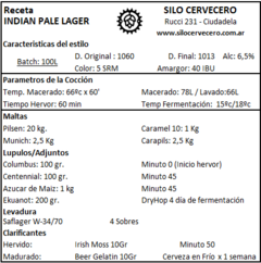 Indian Pale Lager - IPL - Silo Cervecero | Insumos Cerveceros | Cerveza Artesanal