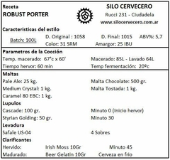 Robust Porter - Silo Cervecero | Insumos Cerveceros | Cerveza Artesanal