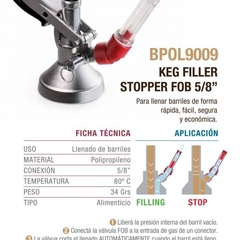 Válvula Keg Filler Stopper FOB - Válvula para llenado de barriles - Silo Cervecero | Insumos Cerveceros | Cerveza Artesanal