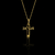 Pingente cruz vazada escrita Jesus banhado à ouro 18k, da marca Dezoitok Joias.