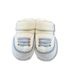 Sapatinho Bebê Sport - Tricot - Branco com Azul - comprar online