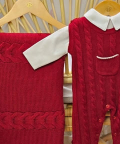 Saída Maternidade Bebê Roma - Trançado Vermelho - 03 peças - comprar online