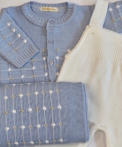 Saída Maternidade Bebê Lucca - Tricot Azul - 03 peças - comprar online