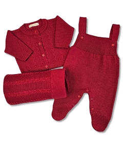 Saída Maternidade Paris - Tricot Vermelho - 03 peças - Unissex - comprar online