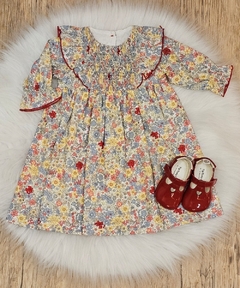 Vestido Infantil- Pala Anjo - Floral Annie Vermelho - Little Bloom - Roupas e Pijamas para Bebês e Crianças
