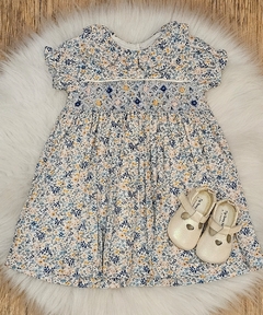 Vestido Infantil- Casinha de Abelha - Floral Olivia Azul - Little Bloom - Roupas e Pijamas para Bebês e Crianças