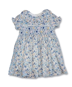 Vestido Infantil- Casinha de Abelha - Floral Olivia Azul