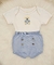 Cj. Bebê Shorts e Body Teddy Bear Capri - Pima e Tricot Azul Claro - Picueta Areia